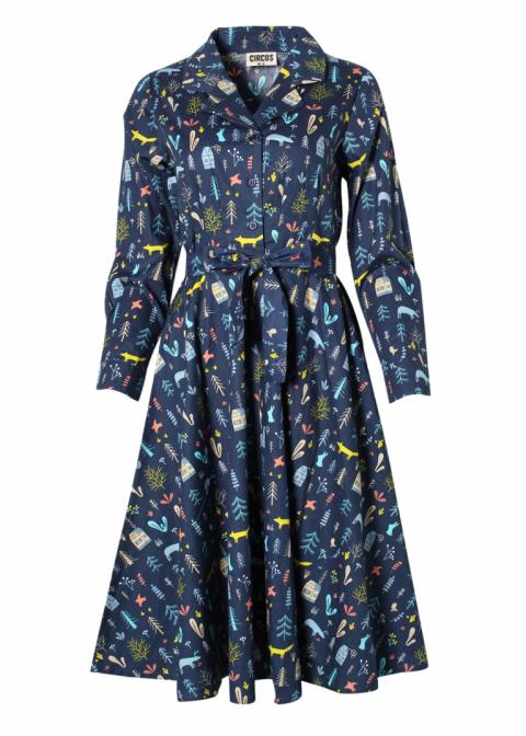 Circus The Ava Fox Print Midi Dress in Navy for Women