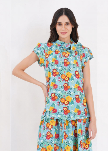 The Anna dahlia print blouse