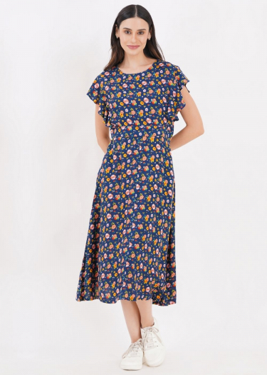 Geo Flutter Sleeve Dress