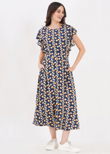 Geo Flutter Sleeve Dress