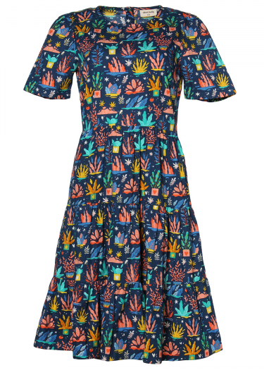 Coral print tiered short sleeve drs
