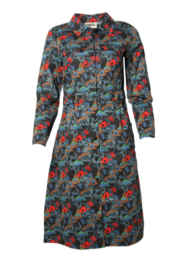 Abstract print shirt dress