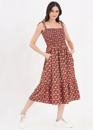 Carrie strap ditsy beach dress