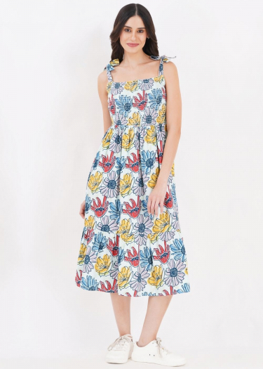 Carrie strap floral beach dress