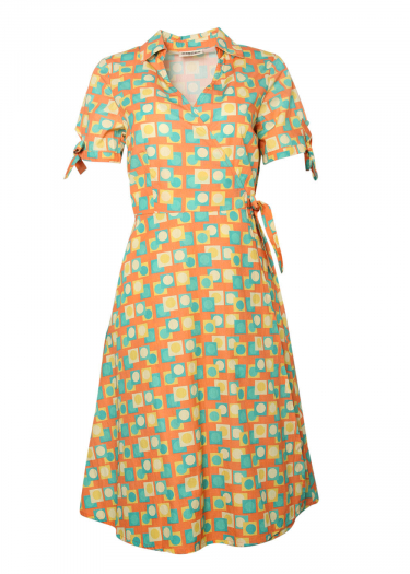 Cora geo pattern s/s wrap dress