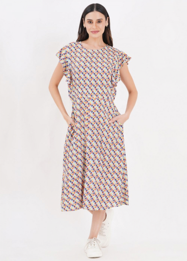Geo Flutter Sleeve Dress