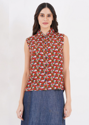 Gwen sleeveless ditsy shirt