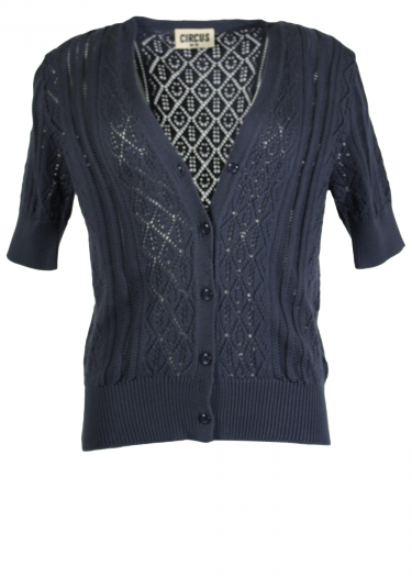 Jacquard short sleeve cardi
