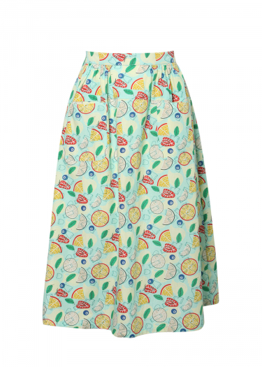 Lemonade print cotton skirt