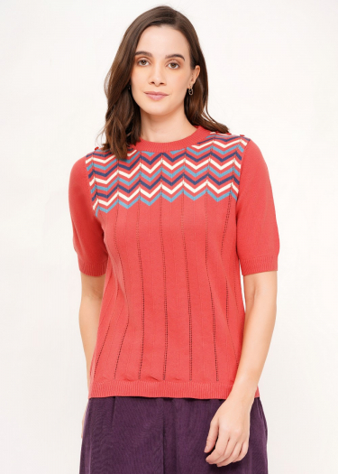 Retro wave panel knit