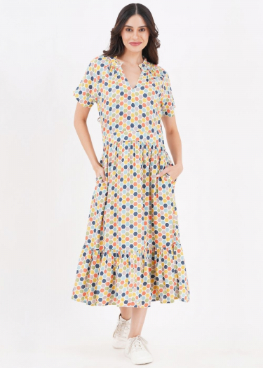 Ruth open neck geo dress