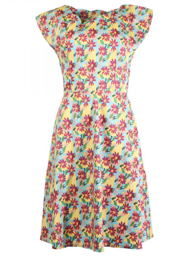 Scalloped neck fit and flare Dress