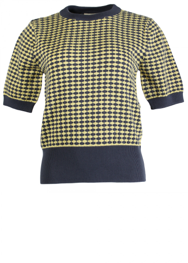 Short sleeve check knit