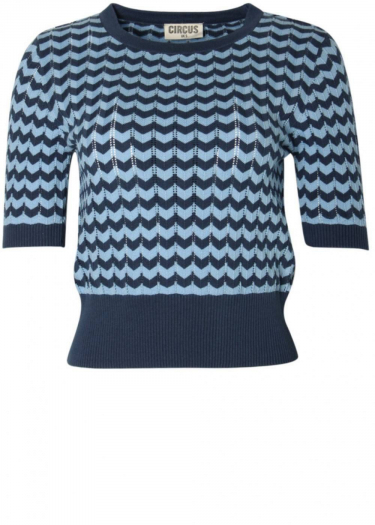 Short sleeve chevron pattern knit