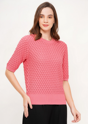Short sleeve textured knit