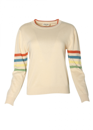 Striped sleeve knit
