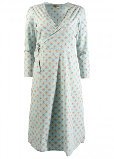 Sun print midi wrap dress