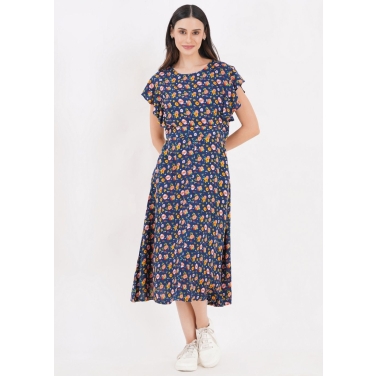 Geo Flutter Sleeve Dress