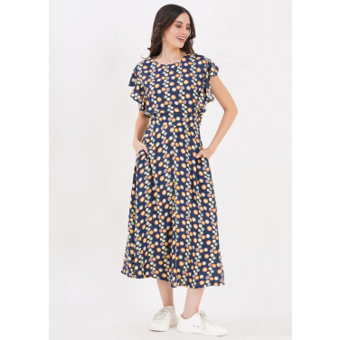Geo Flutter Sleeve Dress