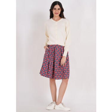 BCI Cotton Daisy Print Pleat Skirt