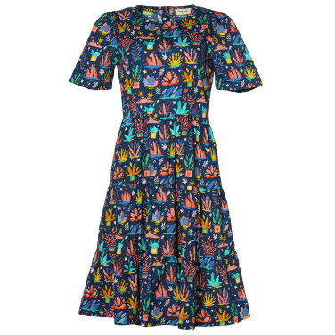 Coral print tiered short sleeve drs