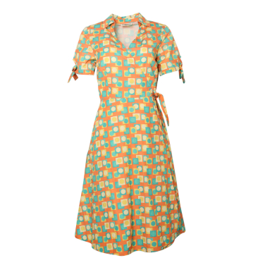 Cora geo pattern s/s wrap dress