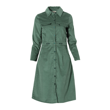 Cord Shirt Midi Dress