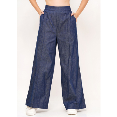 Denim wide leg pants