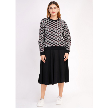 Geo Fan print knitted Jumper