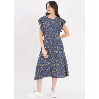 Geo Flutter Sleeve polka Dress
