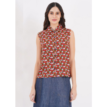 Gwen sleeveless ditsy shirt