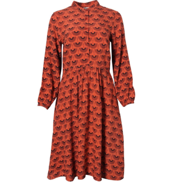 Mandarine collar crane print dress