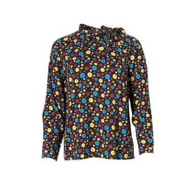 Neck tie blouse abstract print