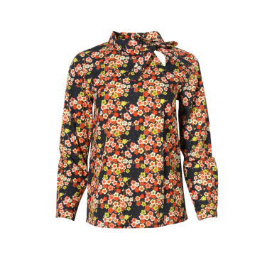 Neck tie blouse in floral print