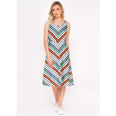 Neopolitan V-neck stripe dress