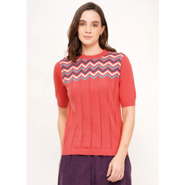 Retro wave panel knit