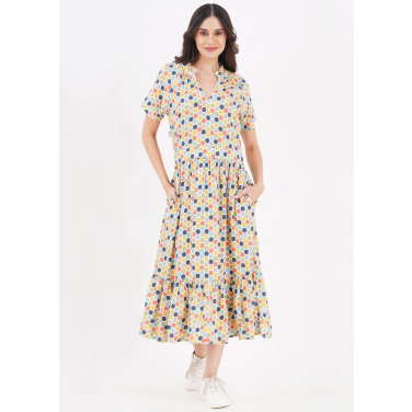 Ruth open neck geo dress