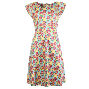 Scalloped neck fit and flare Dress