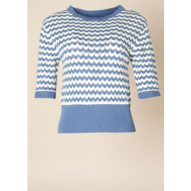Short sleeve chevron pattern knit