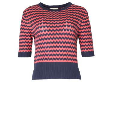 Short sleeve chevron pattern knit