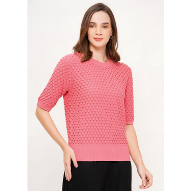 Short sleeve textured knit