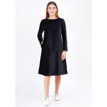 Velvet Boat Neck Dress
