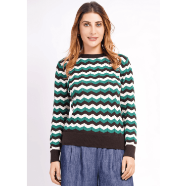 Fine-Knit Chevron Pattern Jumper