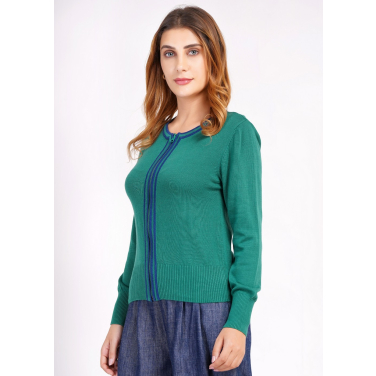 Zip-Through Stripe Cardigan