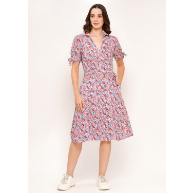 Sustainable Rayon Floral Wrap Dress