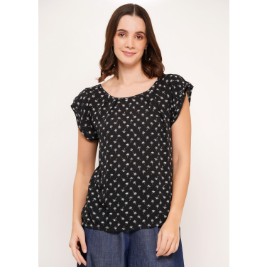 Sustainable Rayon Palm Print Blouse