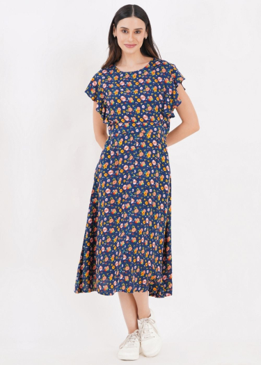 Geo Flutter Sleeve Dress