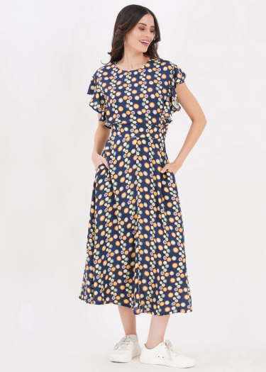 Geo Flutter Sleeve Dress