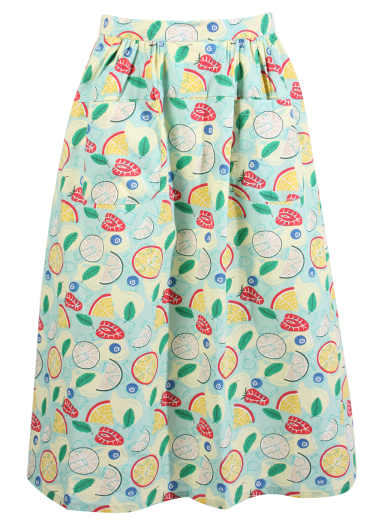 Lemonade print cotton skirt
