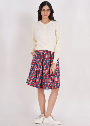 BCI Cotton Daisy Print Pleat Skirt